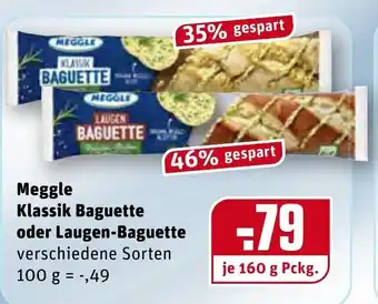 REWE Center Meggle Klassik Baguette oder Laugen Baguette 160g Angebot