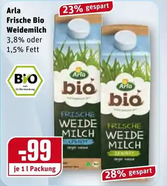 REWE Center Arla Frische Bio Weidemilch 1L Angebot