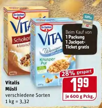 REWE Center Vitalis Müsli 600g Angebot