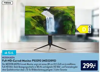 Aldi Nord Medion Akoya Full HD Curved Monitor P53292 (MD22092) Angebot