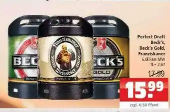 Getränkehaus Perfect Draft Beck's Beck's Gold Franziskaner Angebot