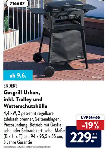 Aldi Süd Enders Gasgrill Urban, inkl. Trolley und Wetterschutzhülle Angebot