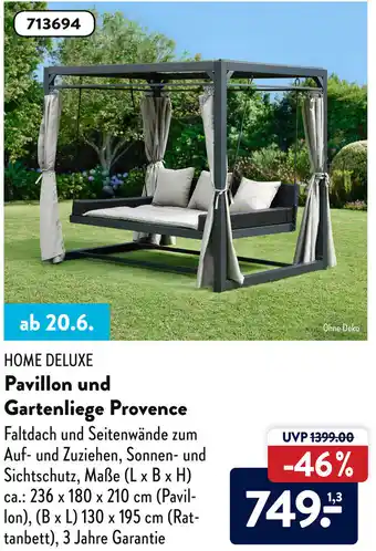 Aldi Süd Home Deluxe Pavillon Gartenliege Provence Angebot