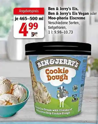 Globus Ben & Jerry's Eis, Ben & Jerry's Eis Vegan oder Moo-phoria Eiscreme Angebot