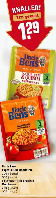 REWE Center Uncle Ben's Express Reis Mediterran 250g oder Natur Reis & Quinoa Mediterran 220g Angebot