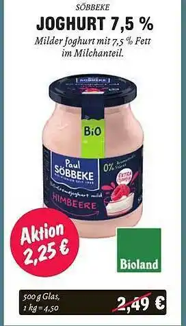 Temma Söbbeke Joghurt 7.5% Angebot