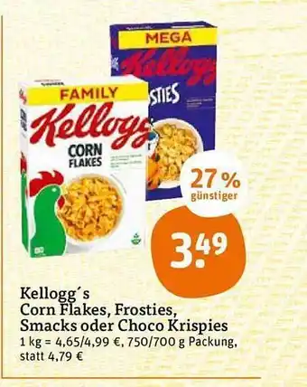 tegut Kellogg's Corn Flakes, Frosties, Smacks Oder Choco Krispies Angebot