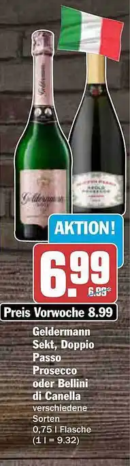 AEZ Geldermann Sekt, Doppio Passo Prosecco Oder Bellini De Canella Angebot