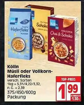 Edeka Kölln Müsli Oder Vollkorn- Haferfleks Angebot