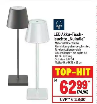 METRO Led Akku-tischleuchte „nuindie“ Angebot