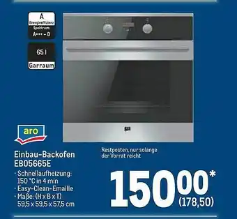 METRO Aro Einbau-backofen Eb05665e Angebot