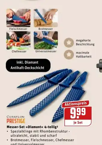 REWE Center Ceraflon Prestige Messer Set Diamant 4 teilig Angebot