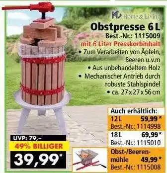 Norma24 Home & Living Obstpresse 6 L Angebot