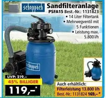 Norma24 Scheppach Sandfilteranlage Angebot