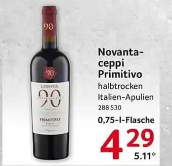 Selgros Novantaceppi Primitivo Angebot