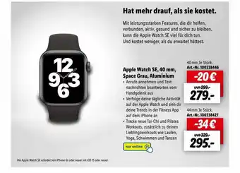 Lidl Apple Watch Se, 40 Mm, Space Grau, Aluminium Angebot