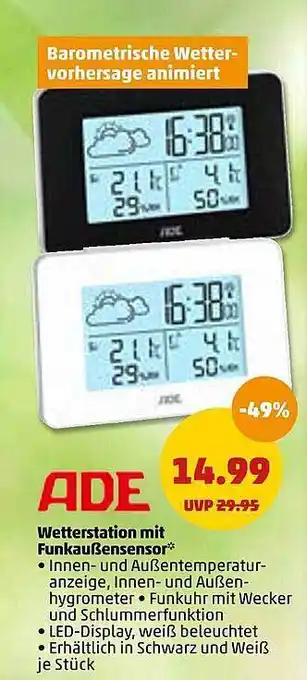 PENNY Ade Wetterstation Mit Funkaußensensor Angebot