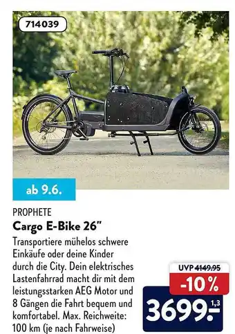 Aldi Nord Prophete Cargo E-bike 26 Angebot