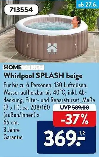 Aldi Süd Home Deluxe Whirlpool Splash Beige Angebot