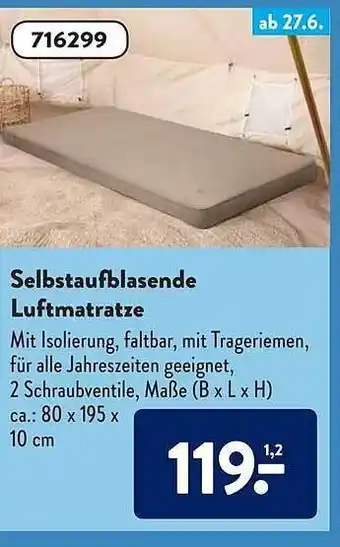 Aldi Süd Selbstaufblasende Luftmatratze Angebot