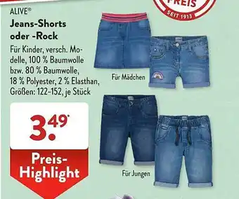 Aldi Süd Alive Jeans-shorts Oder -rock Angebot