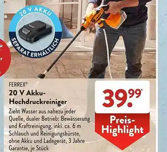 Aldi Süd Ferrex 20 V Akku-hochdruckreiniger Angebot