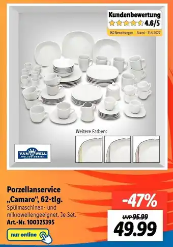 Lidl Porzellanservice Camaro 62 tlg. Angebot