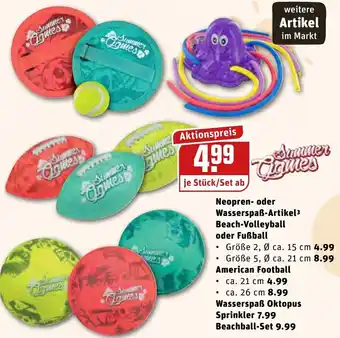 REWE Center Neopren oder Wasserspaß Artikel Beach Volleyball oder Fußball Angebot