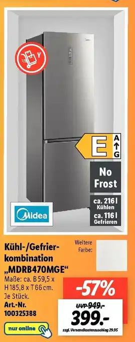 Lidl Midea Kühl/Gefrierkombination ,,MDRB470MGE" Angebot