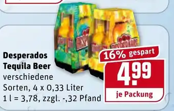 REWE Center Desperados Tequila  Beer 4x0,33L Angebot