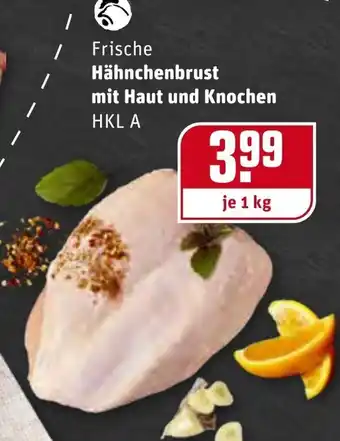 REWE Frische Hähnchenbrust mit Haut und Knochen 1kg Angebot