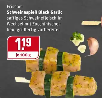 REWE Frischer Schweinespieß Black Garlic 100g Angebot