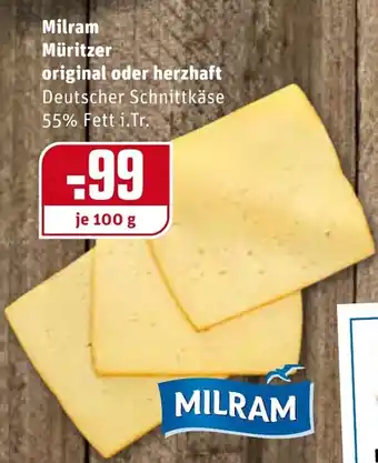 REWE Milram Müritzer original oder herzhaft 100g Angebot