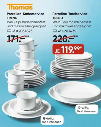 Galeria Thomas Porzellan Kaffeeservice Trend oder Tafelservice Angebot