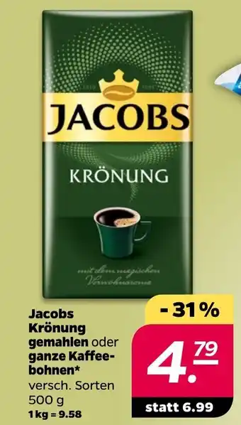 NETTO Jacobs Kronung gemahlen oder ganze Kaffeebohnen 500 g Angebot