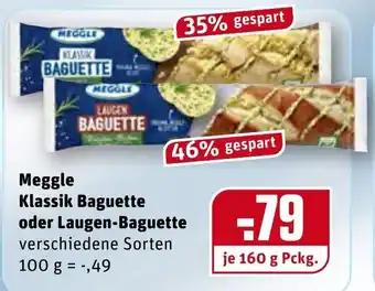 REWE Meggle Klassik Baguette oder Laugen Baguette 160g Angebot