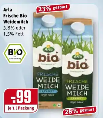 REWE Arla Frische Bio Weidemilch 1L Angebot