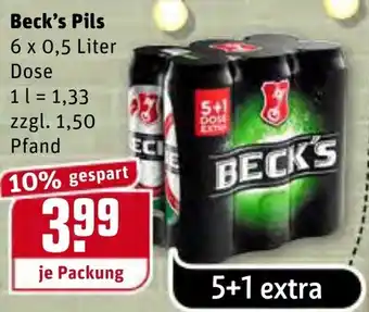 REWE Beck's Pils 6x0,5L Angebot