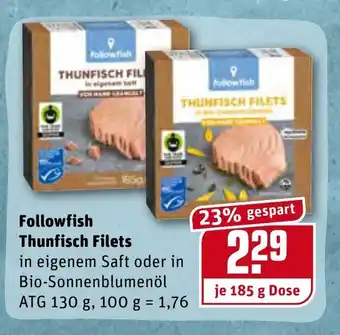 REWE Followfish Thunfisch Filets 185g Angebot