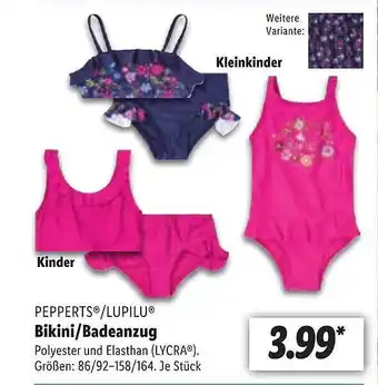 Lidl Pepperts Lupilu Bikini Badeanzug Angebot