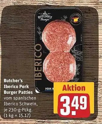 REWE Butcher's Lberico Pork Burger Patties Angebot