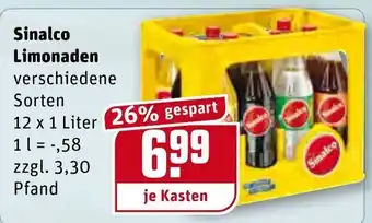 REWE Sinalco Limonaden 12x1,0L Angebot