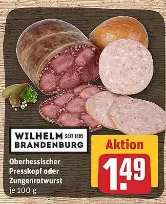 REWE Oberhessischer Presskopf Oder Zungenrotwurst Angebot