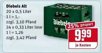 REWE Diebels Alt 20x0,5L/24x0,33L Angebot