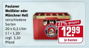 REWE Paulaner Weißbier oder Münchner Hell 20x0,5L Angebot