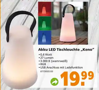 Globus Baumarkt Akku LED Tischleuchte ,,Keno" Angebot