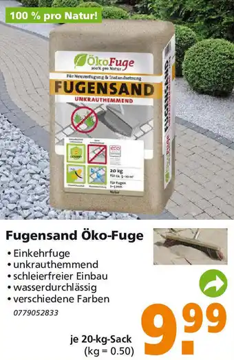 Globus Baumarkt Fugensand Öko-Fuge 20 kg Sack Angebot