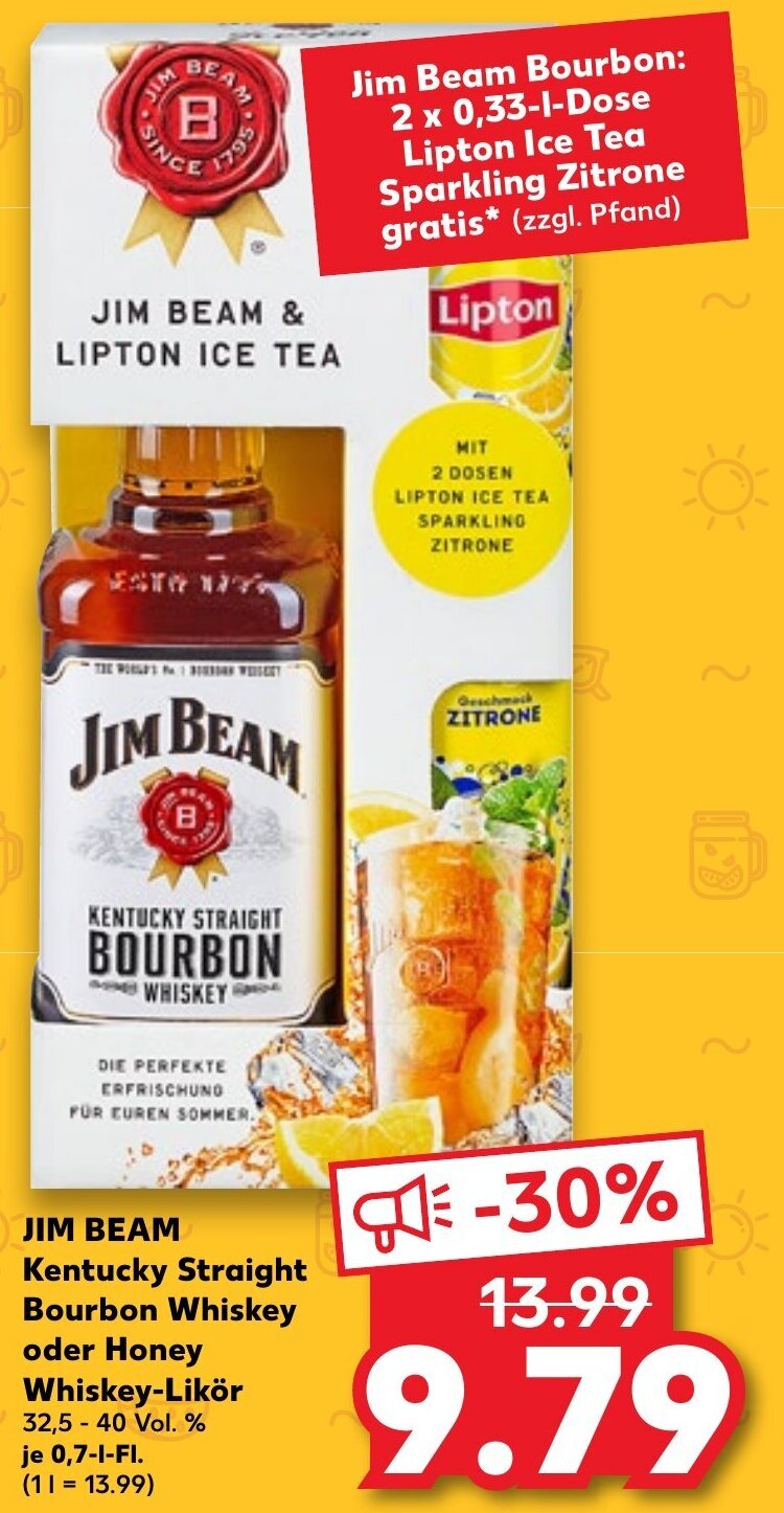 Jim Beam Kentucky Straight Bourbon Whiskey oder Honey Whiskey Likör 0,7 LFl. Angebot bei Kaufland