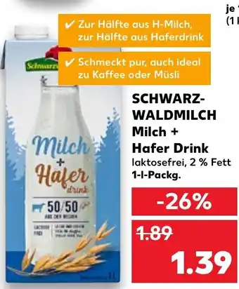 Kaufland Schwarzwaldmilch Milch+Hafer Drink 1 L Packg. Angebot