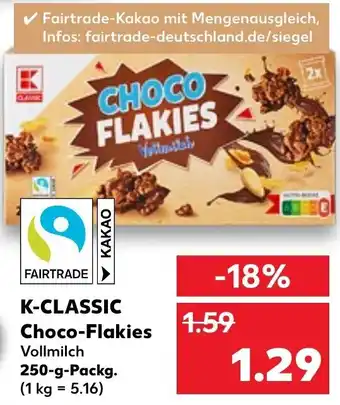 Kaufland K-Classic Choco Flakies 250 g Packg. Angebot